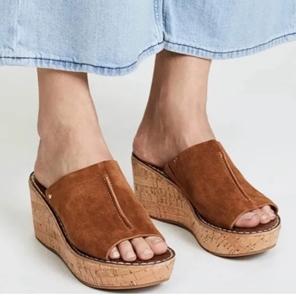 NEW SAM EDELMAN Ranger Brown Suede Platform Sandal