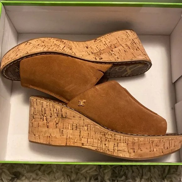NEW SAM EDELMAN Ranger Brown Suede Platform Sandal