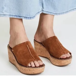 NEW SAM EDELMAN Ranger Brown Suede Platform Sandal