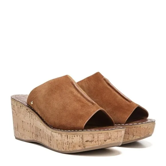 NEW SAM EDELMAN Ranger Brown Suede Platform Sandal