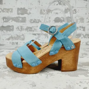 NEW Sam Edelman Women's Josefine Platform Blue Wood Heel Summer Sandals M133