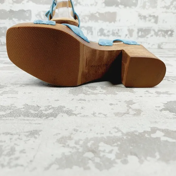NEW Sam Edelman Women's Josefine Platform Blue Wood Heel Summer Sandals M133