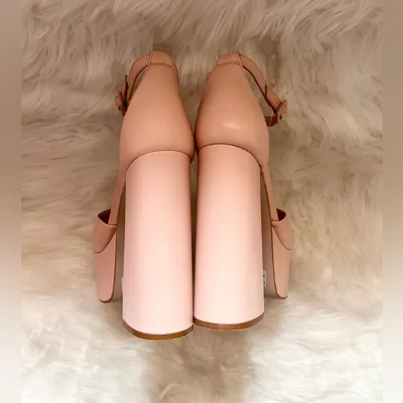 New! SCHUTZ Elsie Leather Platform Square Heel Sandals