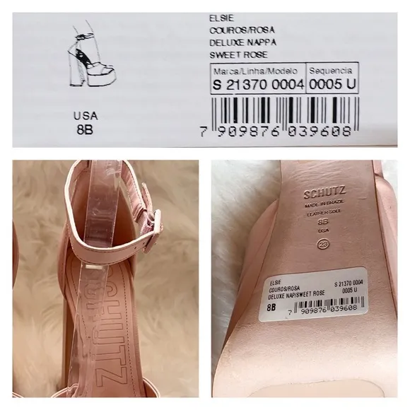 New! SCHUTZ Elsie Leather Platform Square Heel Sandals