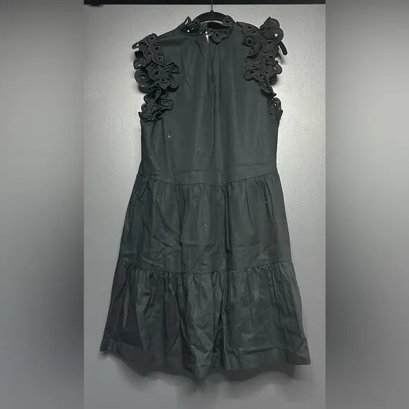 NEW Sea New York Lee Eyelet Embroidery Tunic Dress Black S