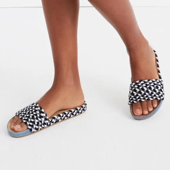 New Soludos for Madewell multi-color braided pool slide sandals Size 5