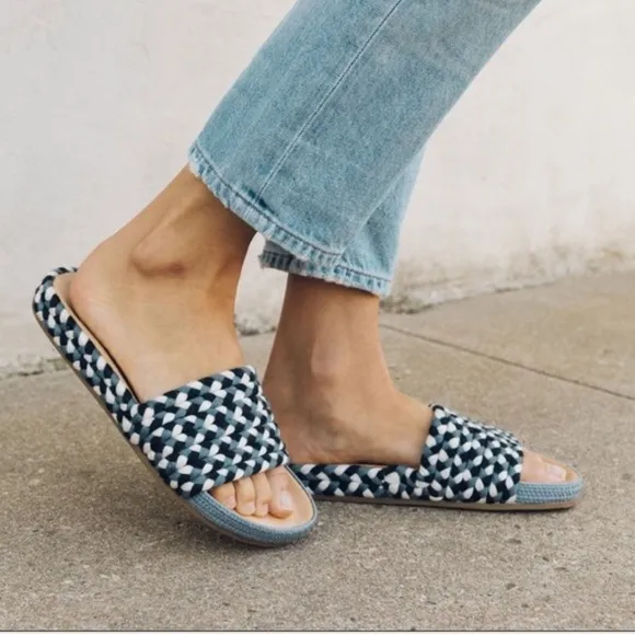 New Soludos for Madewell multi-color braided pool slide sandals Size 5