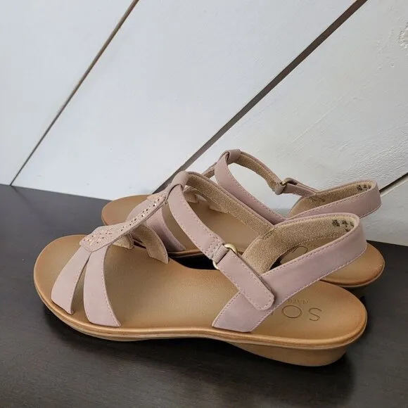 NEW Soul Naturalizer Summer Ankle Strap Sandals Mauve Faux Nubuck Microfiber 11W