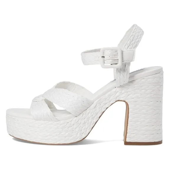 NEW Steve Madden Carisma Woven Rope Platform Sandals in White Sz. 9
