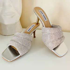 New Steve Madden Embellished silver slide Sandals