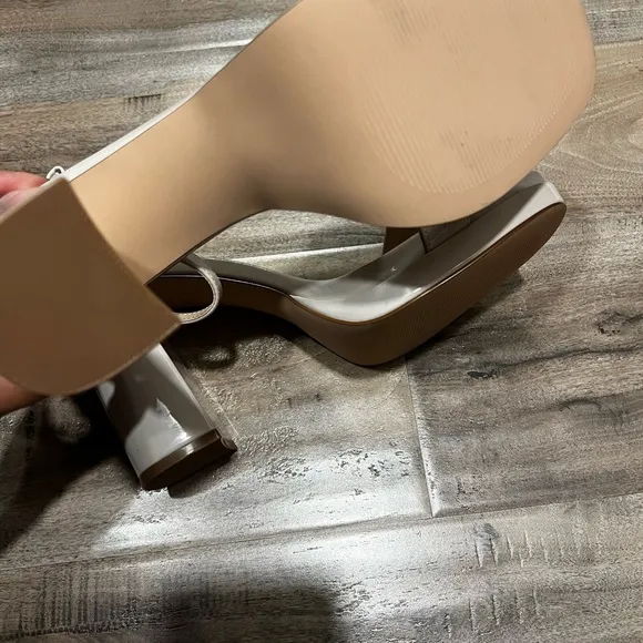 New Steve Madden Posie Bone Block Heel Ankle Strap Platform Sandals 10