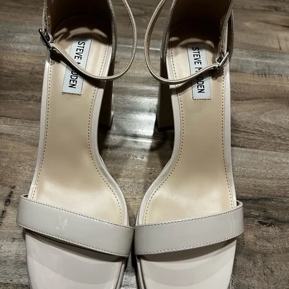 New Steve Madden Posie Bone Block Heel Ankle Strap Platform Sandals 10