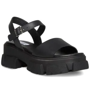 New STEVE MADDEN Tazia Leather Mega Lug Slingback Platform Sandals Black 10