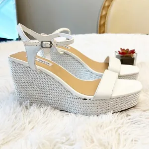 NEW Steve Madden Tory White Platform Wedge Strappy sandals women size 9