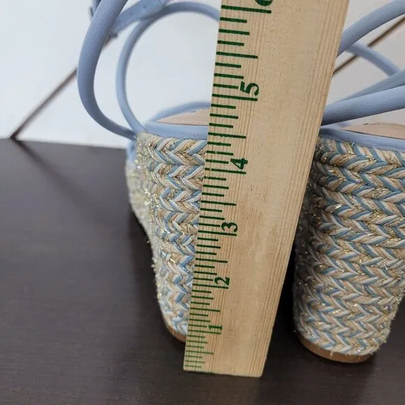 NEW Steve Madden Womens Unify Platform Wedge Sandals Multi Raffia 10M