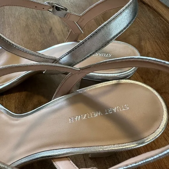 NEW Stuart Weitzman Dancer 75 silver block heels in Silver