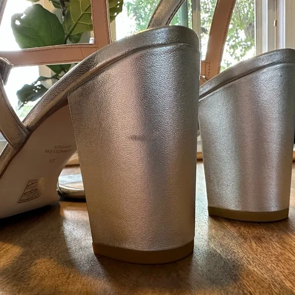 NEW Stuart Weitzman Dancer 75 silver block heels in Silver