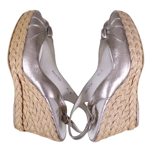 NEW Stuart Weitzman Peep Toe Fiesta Espadrille Wedge Sandals Size 9.5M #506