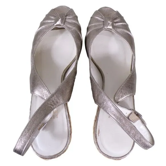 NEW Stuart Weitzman Peep Toe Fiesta Espadrille Wedge Sandals Size 9.5M #506