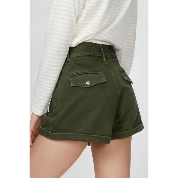 NEW THE KOOPLES stretch linen khaki shorts in army green