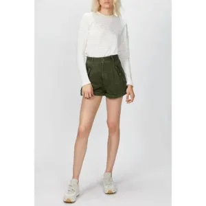 NEW THE KOOPLES stretch linen khaki shorts in army green