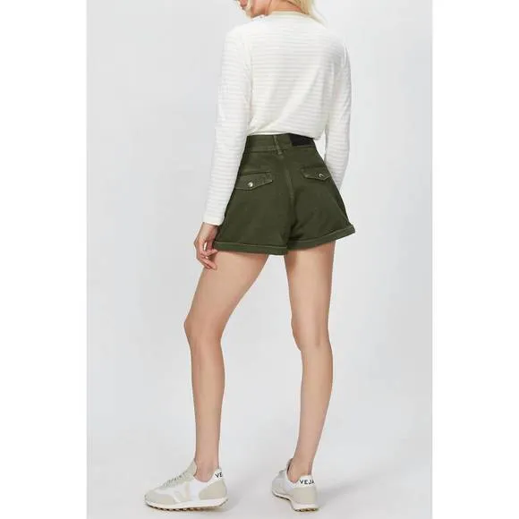 NEW THE KOOPLES stretch linen khaki shorts in army green