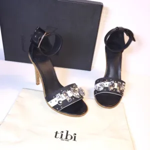New TIBI Liv Ankle Strap Jewel High Heel Sandal 37.5/7