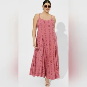 New Torrid Maxi Challis Trapeze Eyelet Dress Size L / 12