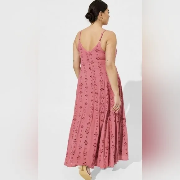 New Torrid Maxi Challis Trapeze Eyelet Dress Size L / 12