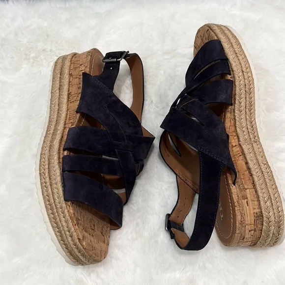 New Trask Randi Espadrille Platform Sandals NavySuede