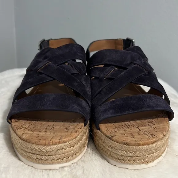 New Trask Randi Espadrille Platform Sandals NavySuede