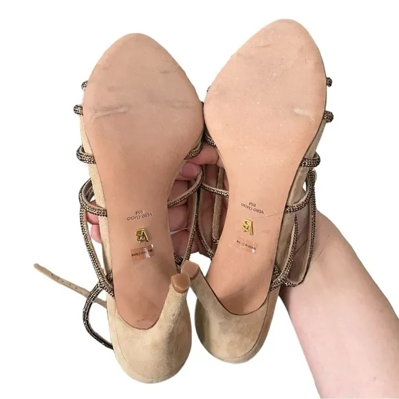 New! Veronica Beard Aneesha Crystal-Embellished Suede Sandals