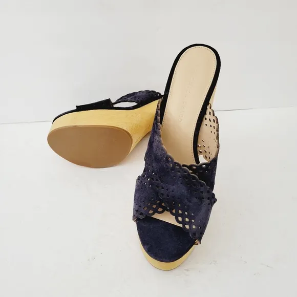 New Veronica Beard Gaynor Platform Sandals In Eclipse Navy , Size 9,5