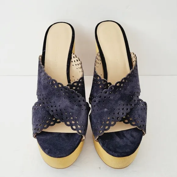 New Veronica Beard Gaynor Platform Sandals In Eclipse Navy , Size 9,5