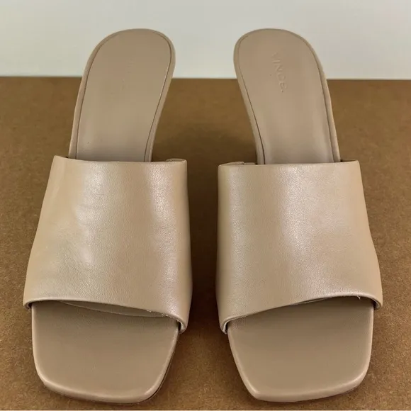 NEW VINCE BEIGE LEATHER WEDGE SANDALS