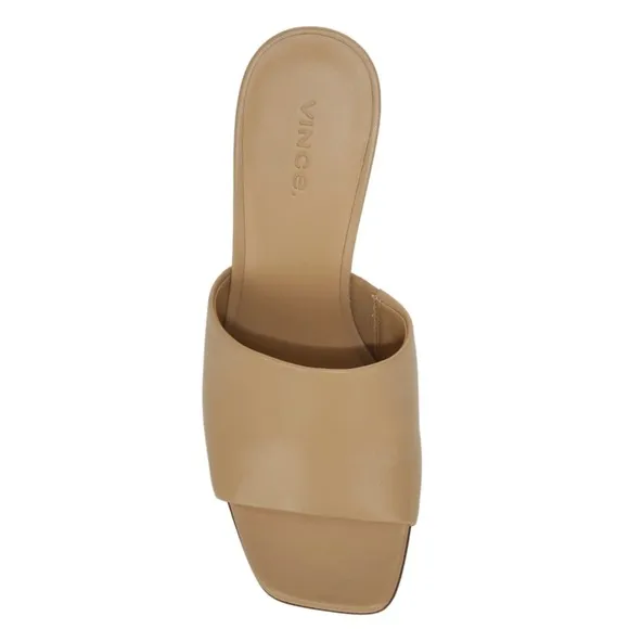 NEW VINCE BEIGE LEATHER WEDGE SANDALS