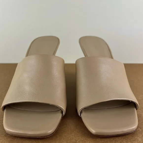 NEW VINCE BEIGE LEATHER WEDGE SANDALS