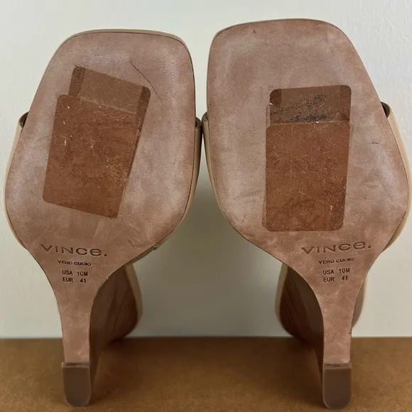 NEW VINCE BEIGE LEATHER WEDGE SANDALS