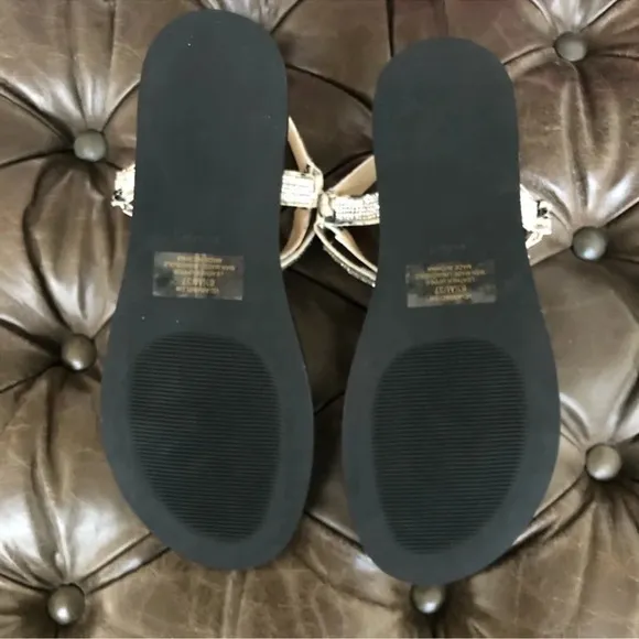 New Vince Camuto Arabelem Sandal Natural Snake leather crystal gem jeweled strap
