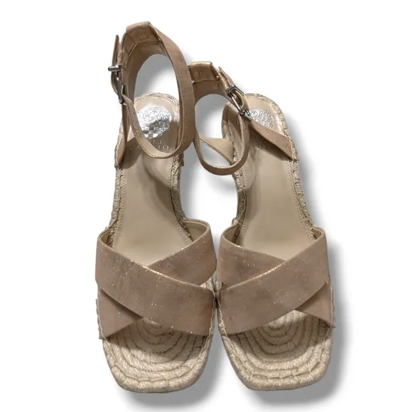 NEW VINCE CAMUTO Bendsen Wedge Sandal IN ROSE GOLD SZ 9.5