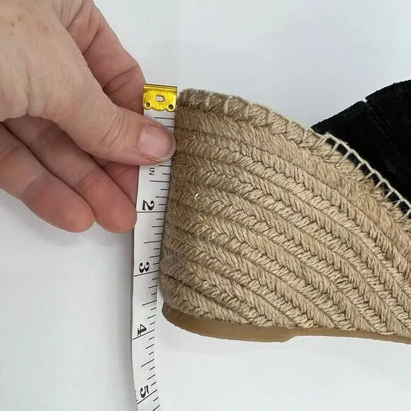 NEW VINCE Garlin espadrille‎ wedge sandals leather suede black Women 8.5 Square