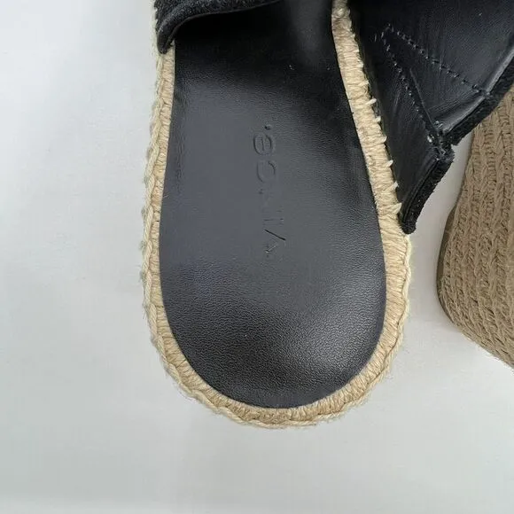 NEW VINCE Garlin espadrille‎ wedge sandals leather suede black Women 8.5 Square