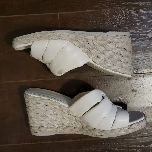NEW Vince Gilian Wedge Sandals Womens 8 Espadrille Neutral Designer Chic Casual