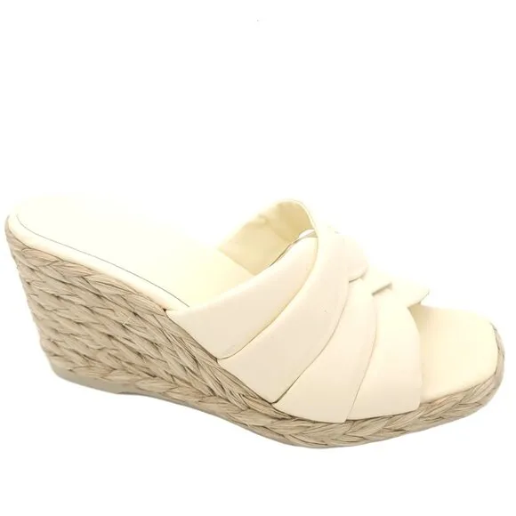 NEW Vince Gilian Wedge Sandals Womens 8 Espadrille Neutral Designer Chic Casual