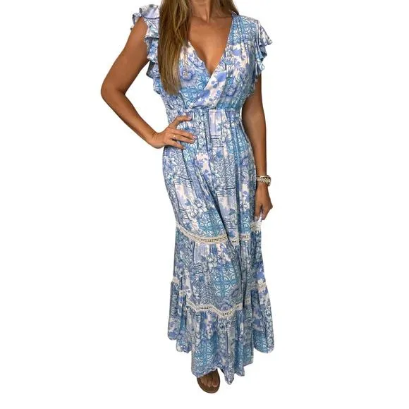 NEW WALKER &amp; WADE adele dress coastal in blue