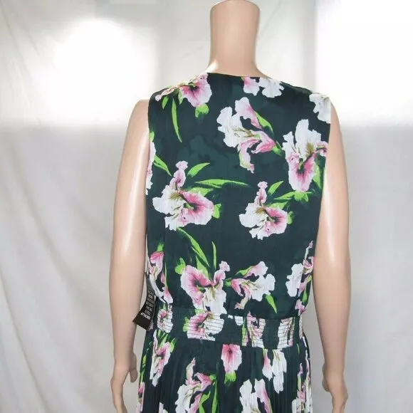 NEW WHITE HOUSE BLACK MARKET Womens Sleevless V-Neck Smocked Midi Dress Size 12