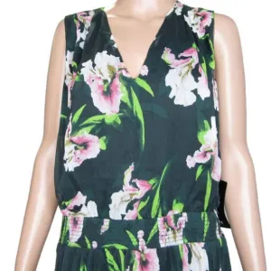 NEW WHITE HOUSE BLACK MARKET Womens Sleevless V-Neck Smocked Midi Dress Size 12