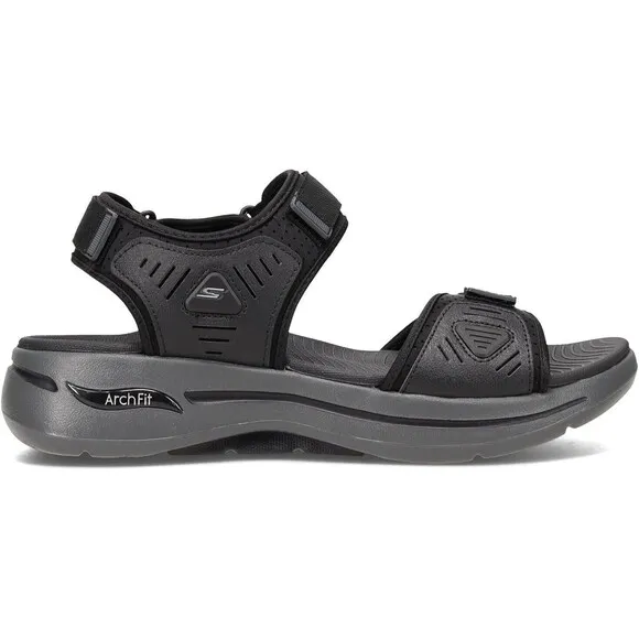 New With Box Skechers Men’s Go Walk Arch Fit Sandals Black Charcoal Men Size 10