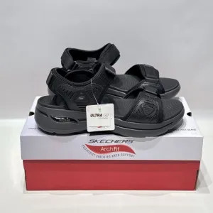 New With Box Skechers Men’s Go Walk Arch Fit Sandals Black Charcoal Men Size 10