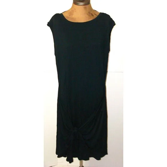 New Womens NWT PrAna L Black Dress Foundation Tie Soft Cap Sleeves Tencel Modal